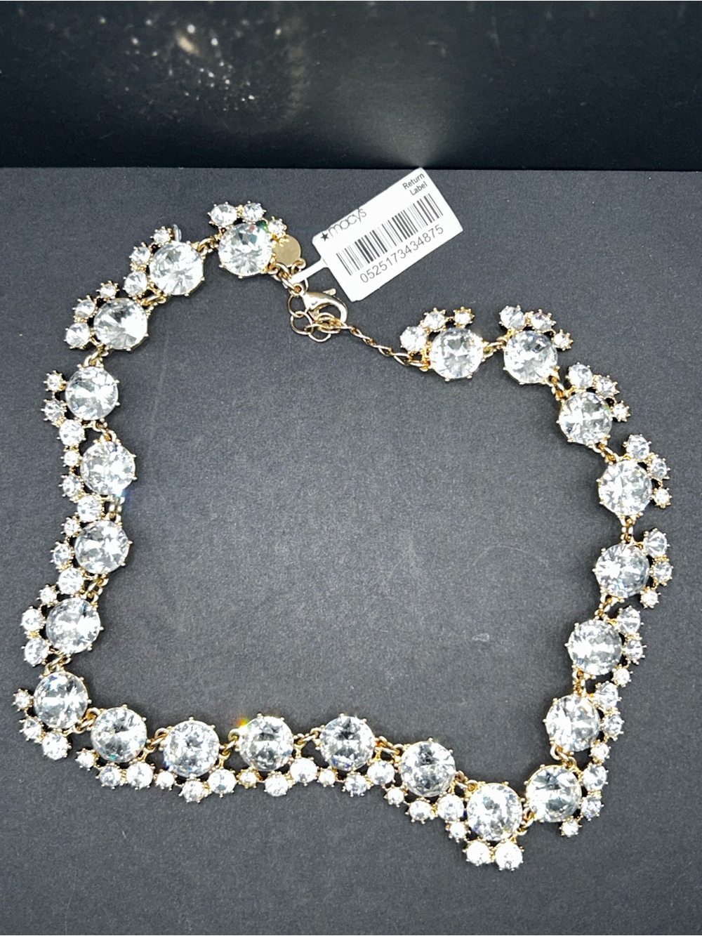 Macy's Gold and Clear Crystal Statement Necklace